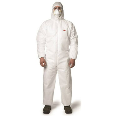 Disposable White Coveralls Painters Protective Overall Boiler Suit Hood Lab Coat